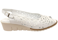 Cabello Comfort Caitlin Womens Leather Comfortable Wedge Sandals