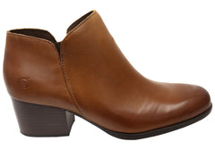 Born Kenzy Womens Comfortable Leather Mid Heel Ankle Boots