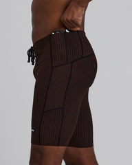 Bandit Men's Striped Cadence™ 7 Pocket Lined Half Tights "Cacao/Black"