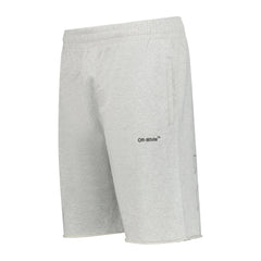OFF-WHITE DIAGONAL OUTLINE COTTON SWEAT SHORTS GREY
