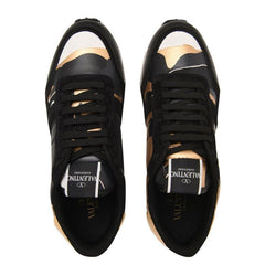 VALENTINO CHROME GOLD ROCKRUNNER TRAINERS BLACK