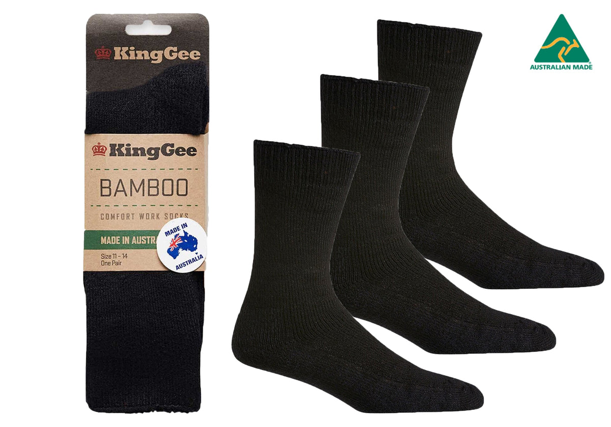 6 Pairs of KingGee Mens Bambo Work Socks Made In Australia