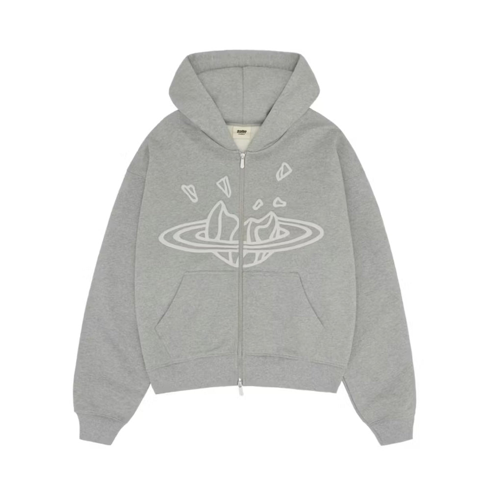 Broken Planet Market Heather Grey Zip Up Hoodie