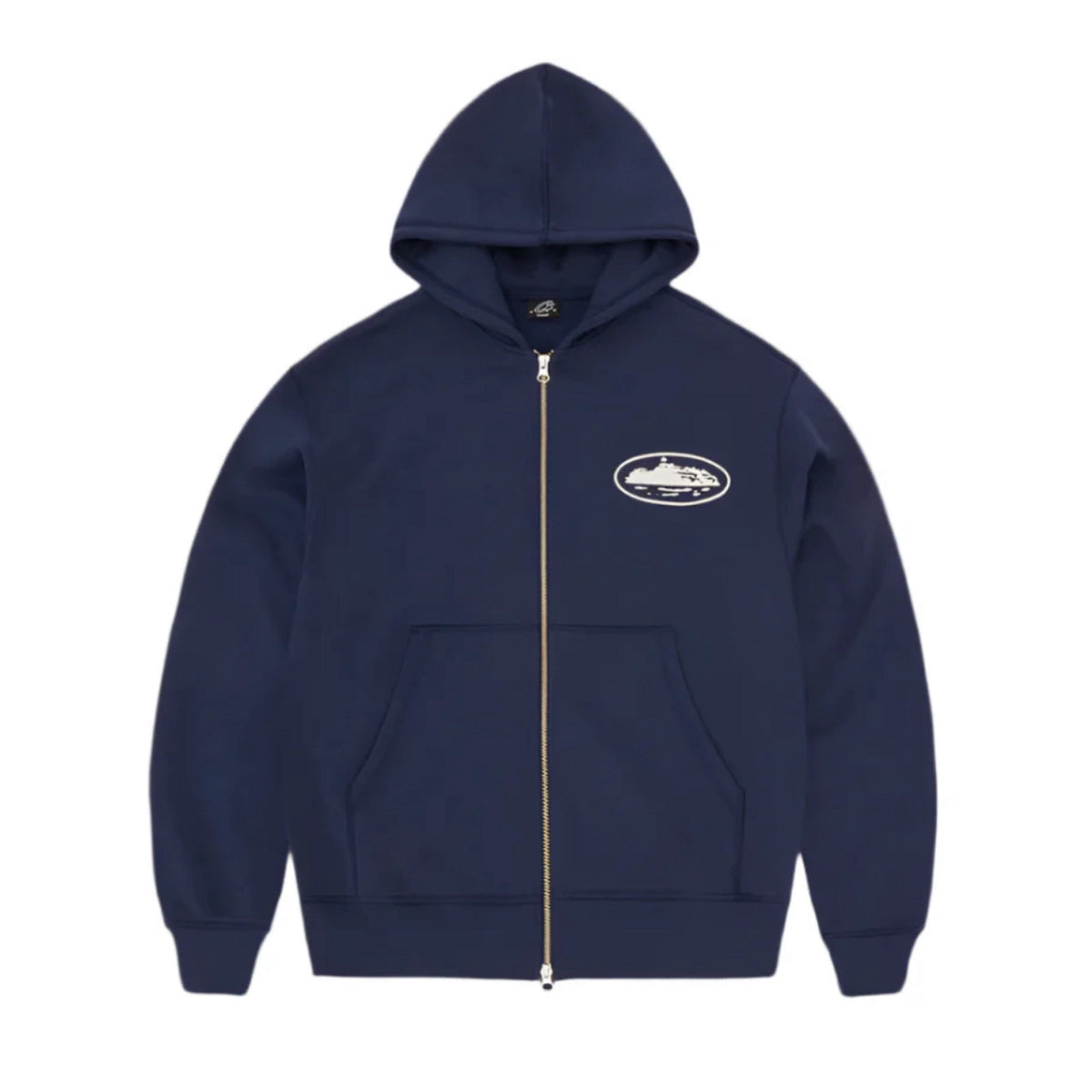 Corteiz Island Puff Print Zip Hoodie Navy