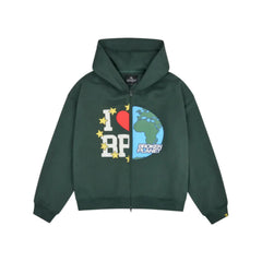 Broken Planet (My Planet) Zip-Up Hoodie Emerald Green