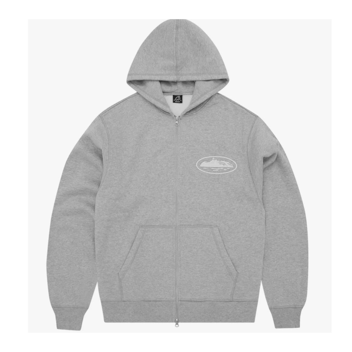 Corteiz Island Puff Print Zip Hoodie Heather Grey