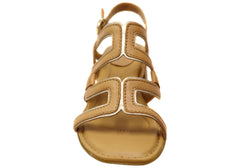 Born Sofia Womens Leather Mid Heel Sandals With Comfortable Footbed
