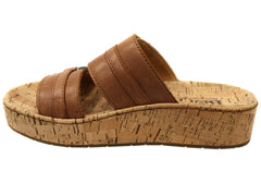 Born Solina Womens Comfortable Leather Platform Slides Sandals