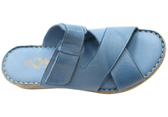 Cabello Comfort Rinnie Womens Leather Comfortable Slides Sandals