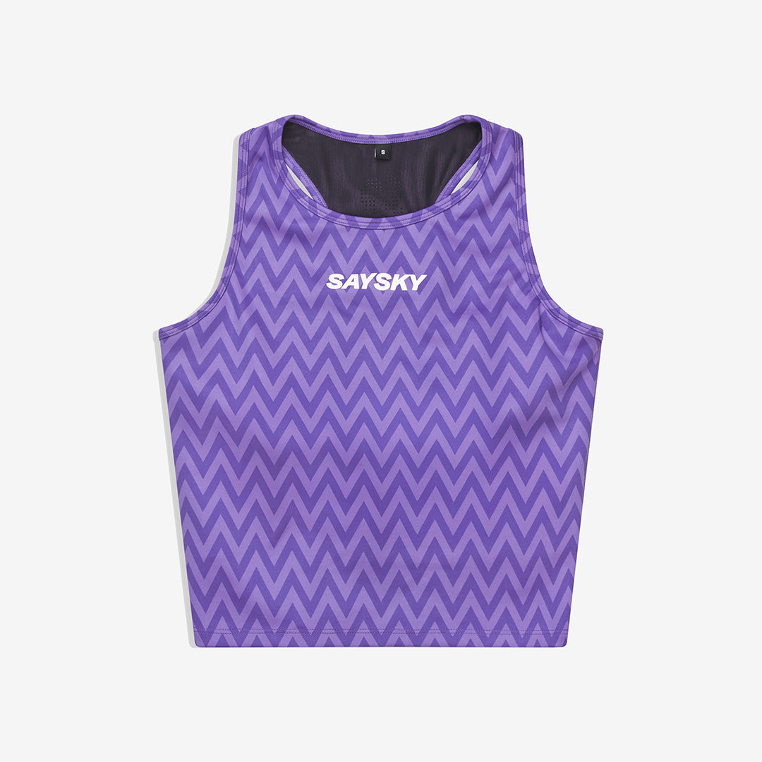 Saysky Women's Combat Crop Top "Purple Zig Zag"