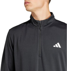 adidas Train Essentials Half Zip Long Sleeve Mens Training Top - Black