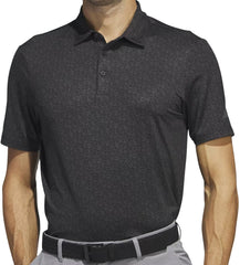 adidas Ultimate365 Allover Print Short Sleeve Mens Golf Polo Shirt - Black